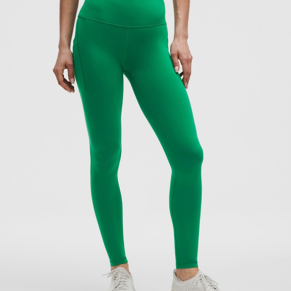 Lululemon Raceway Green Wunder Train HR 28” Leggings